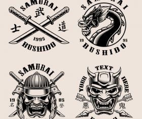 Japan samurai emblem vector