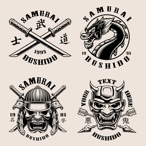 Japan samurai emblem vector