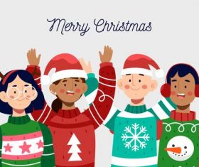 Kids christmas greeting cartoon vector