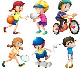 Sports people cartoon vector 02 free download