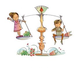 Kids on balance scales concept illustration vector