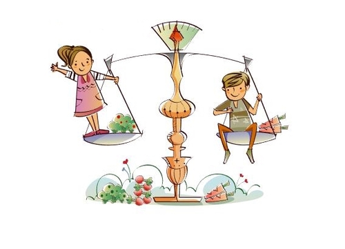 Kids on balance scales concept illustration vector