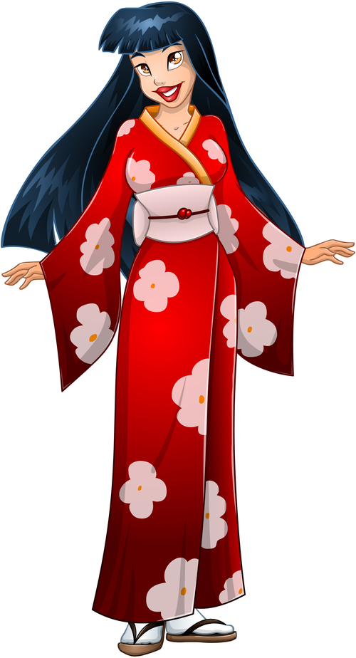 Kimono girl vector