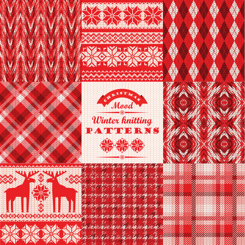 Knitted christmas elements seamless background vector