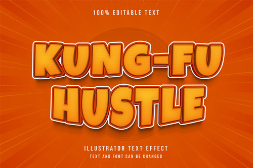 Kung fu hustle 3d editable text vector