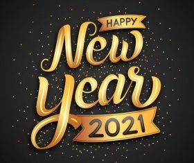 Lettering happy new year 2021 vector