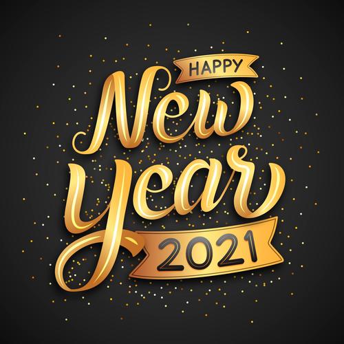 Lettering happy new year 2021 vector