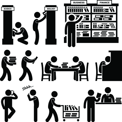 Library people pictograms vector