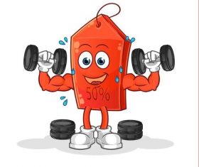 Lifting dumbbell cartoon icon vector