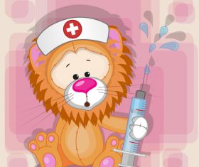 Lion nurse cartoon vector