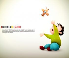 Little boy playing with toy airplane cartoon illustration vector