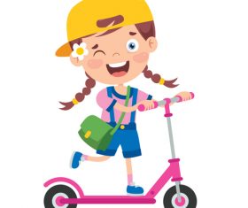 Little girl and scooter vector
