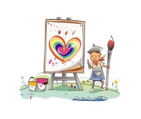 Little painter concept illustration vector
