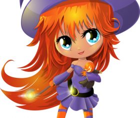 Little witch cartoon vector