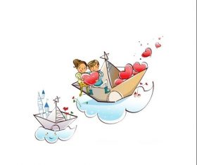 Love boat hand drawn illustration vector