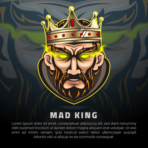 Mad king game mascot design vector