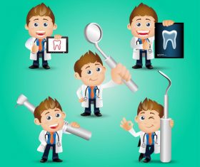 Male dentist and tools cartoon vector