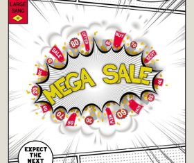 Mega sale comic bang vector
