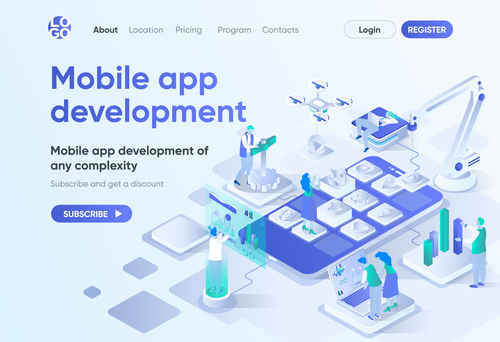 Mobile app development concept vector