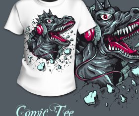 Monster with headphones t-shirt printing pattern design vector