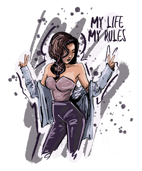 My rules girl illustration vector