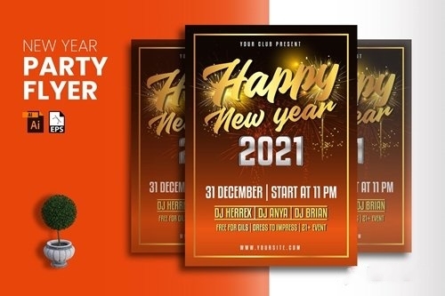 New Year Party Flyer vector