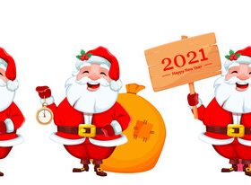 New Year countdown Santa cartoon illustration vector