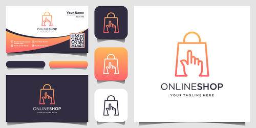 Onlineshop business card logo vector