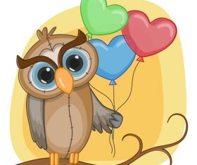 Owl and hearts balloon vector