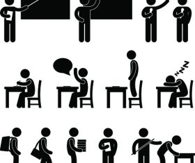 People pictograms vector in class