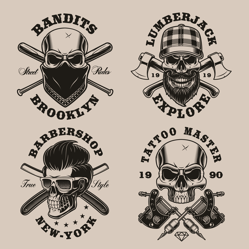 conjunto de tatuagem de pirata. logotipos piratas únicos 3398213 Vetor no  Vecteezy