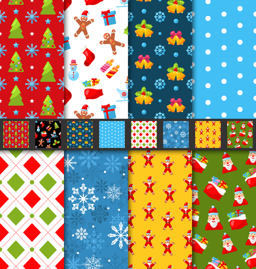 Pretty andseamless christmas patterns vector