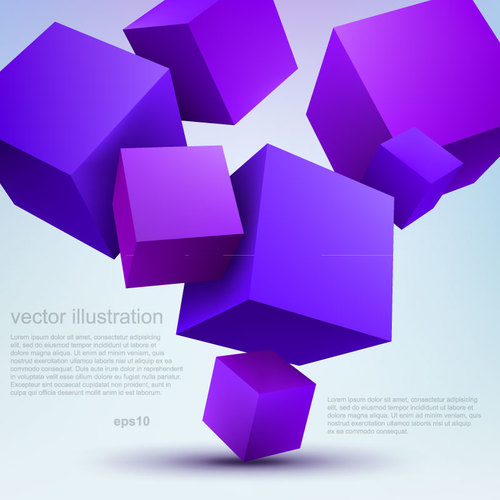 Purple cube 3D background vector