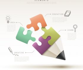 Puzzle pencil infographic vector