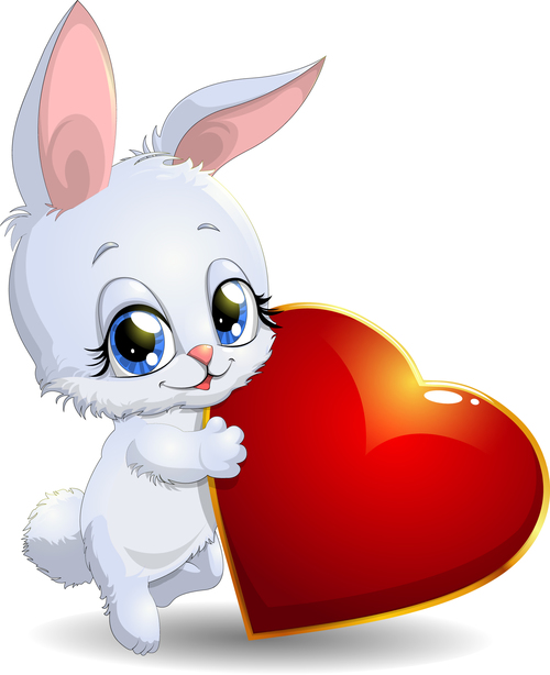 Rabbit and hearts vector