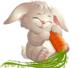 Rabbit cartoon vector holding carrot
