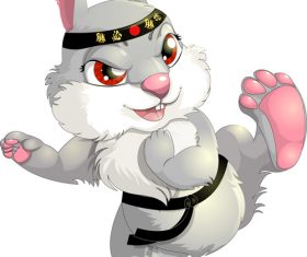 Rabbit practicing taekwondo vector