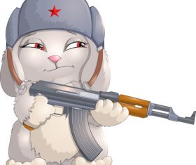 Rabbit soldier cartoon vector