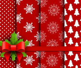 Red andseamless christmas patterns vector