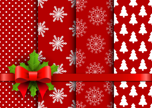 Red andseamless christmas patterns vector