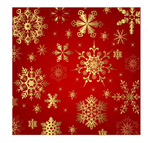 Red background golden snowflakes seamless background vector