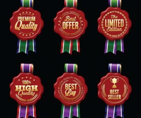 Red ribbon decoration sale label sticker vector