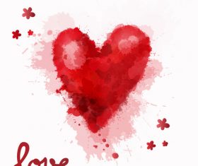 Red watercolor heart vector illustration