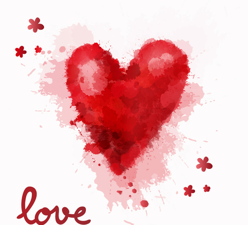 Red watercolor heart vector illustration
