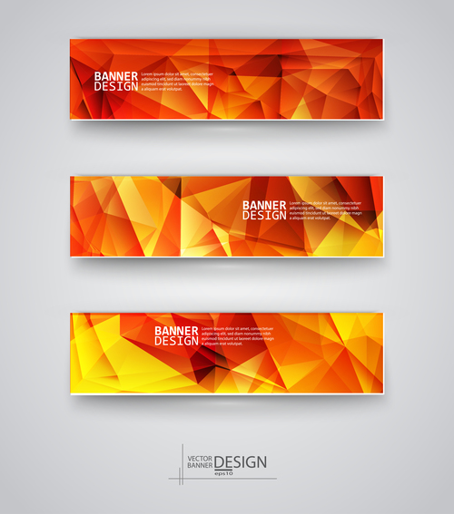 Red yellow polygonal banner vector