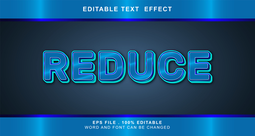 Reduce 3d editable text style effect vector