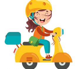 Riding an electric car cartoon character vector