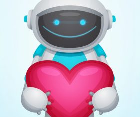 Robot holding a heart shape vector