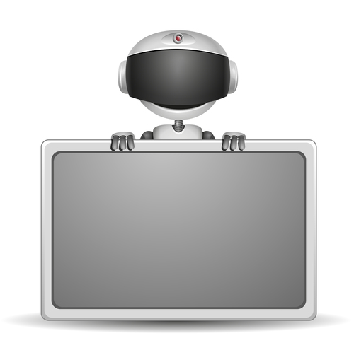 Robot vector holding a screen