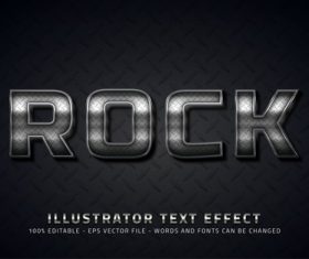 Rock 3d editable text style effect vector